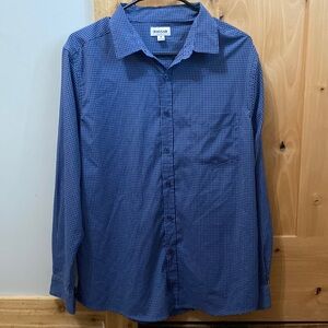 Haggar Blue Plaid Dress Shirt